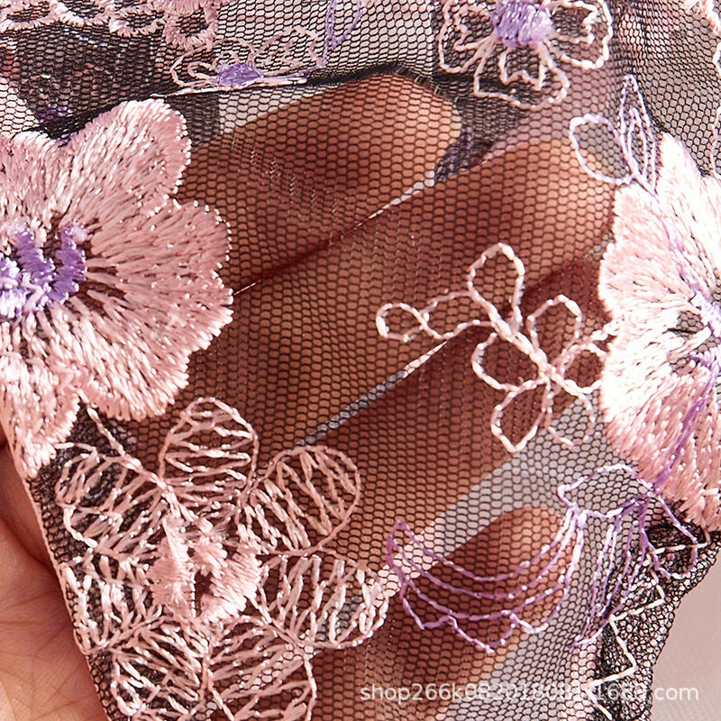 Image of Cross-border ins new lace embroidery erotic lingerie set hollow sexy French high-quality hot girl bra
